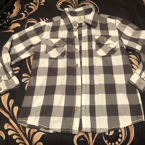 Little Boys Brown & White Button Up Flannel 5T